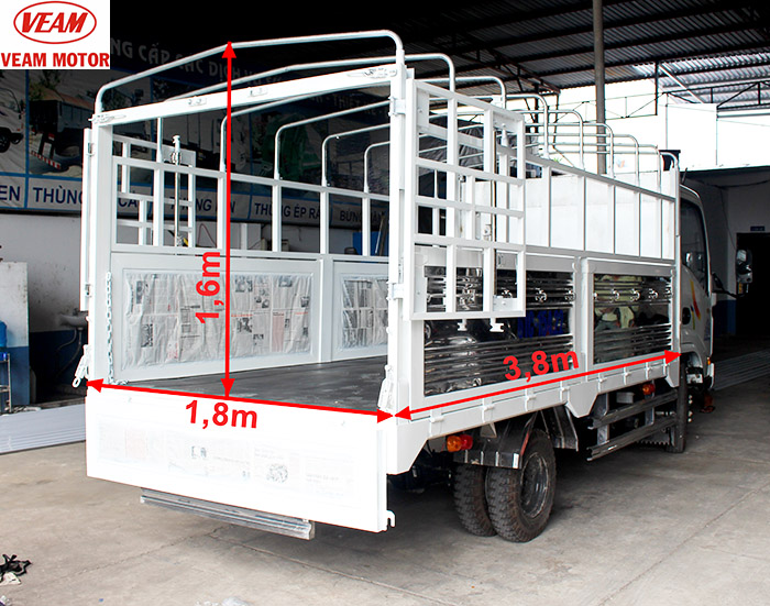 Kích thướt thùng xe tải 1T5 Veam VT150 mui phủ bạt lớn-ototaisg.com